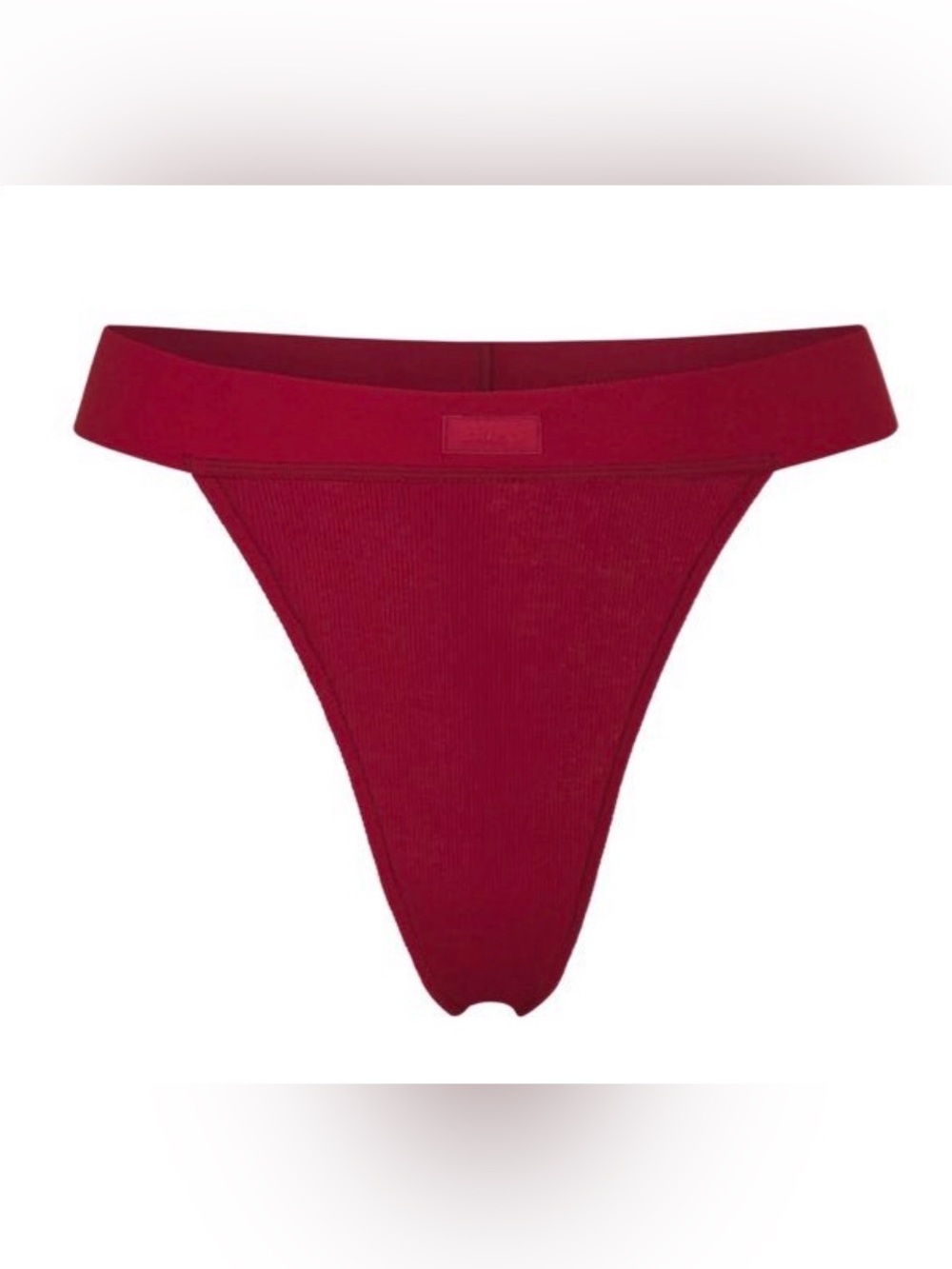 ❤️ SKIMS Cotton Rib Blend Stretch Jersey Thong | Sangria | Size M | NWT 🏷️